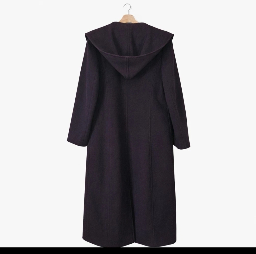 Jones New York Vtg 100% Wool Hooded Black Maxi Coat Made In Usa 10